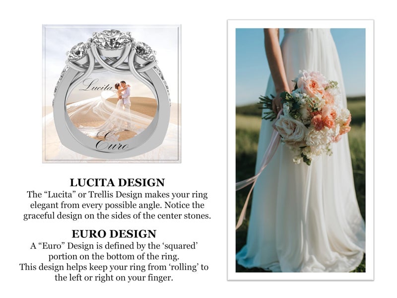 Central Diamond Center Lucita Style Sterling silver CZ 3 Stone Ring 2.50ctw (Euro) - Platinum Plated - Size 7 - Image 3